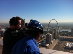 st louis videographer taping the Arch and nearby construction updates